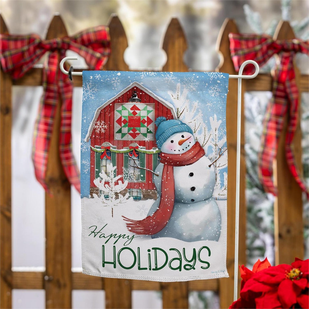 Festive Farm Snowman 2 Sided Garden Flag heartlandflags