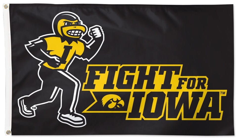 Fight For Iowa Flag 3x5 Black Hawkeyes heartlandflags