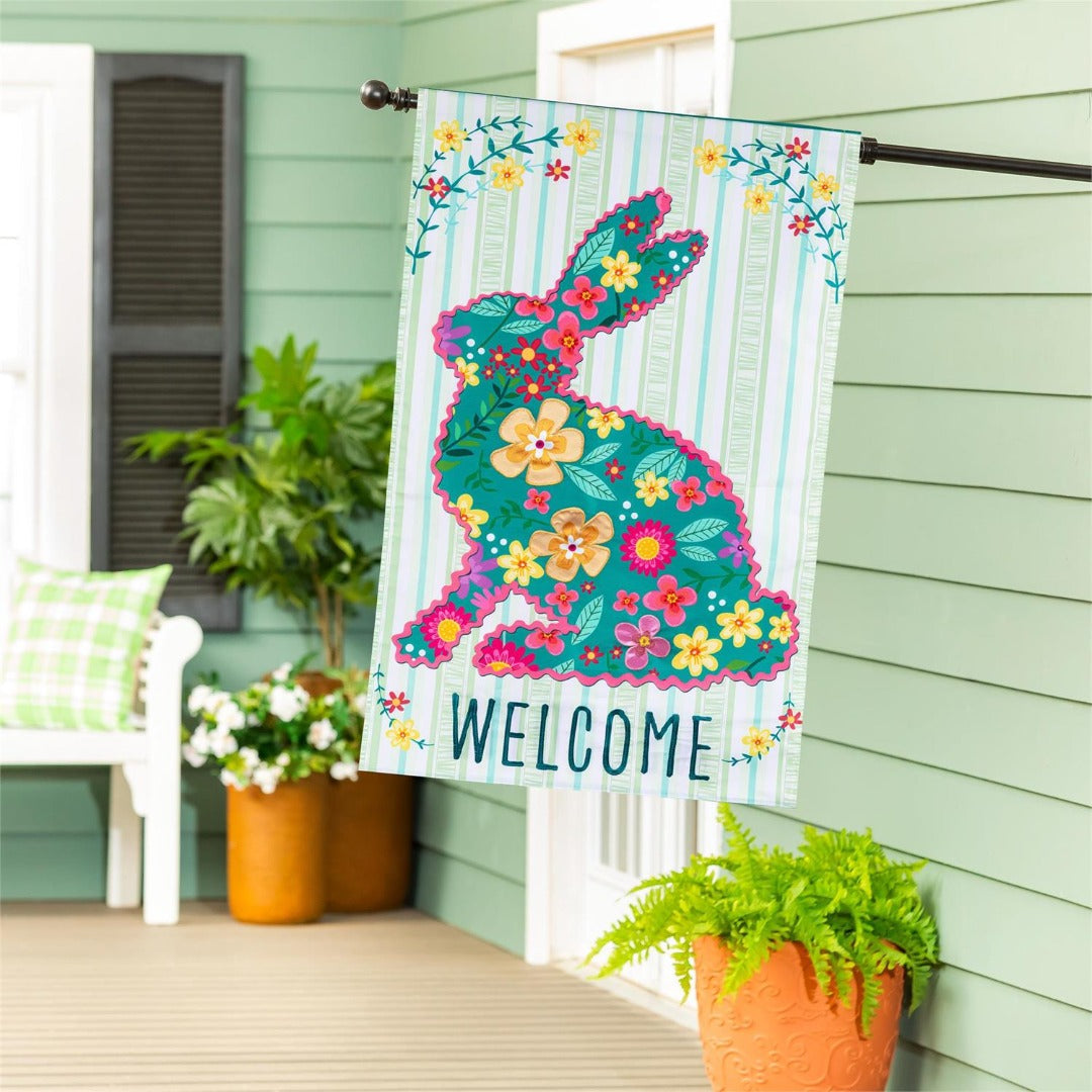 Floral Patterned Bunny 2 Sided Banner heartlandflags