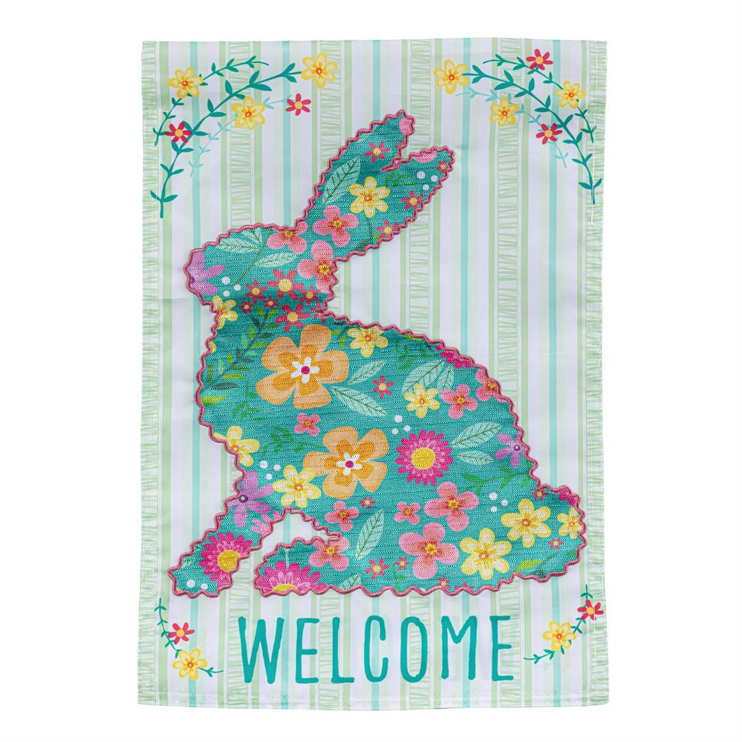 Floral Patterned Bunny 2 Sided Garden Flag heartlandflags