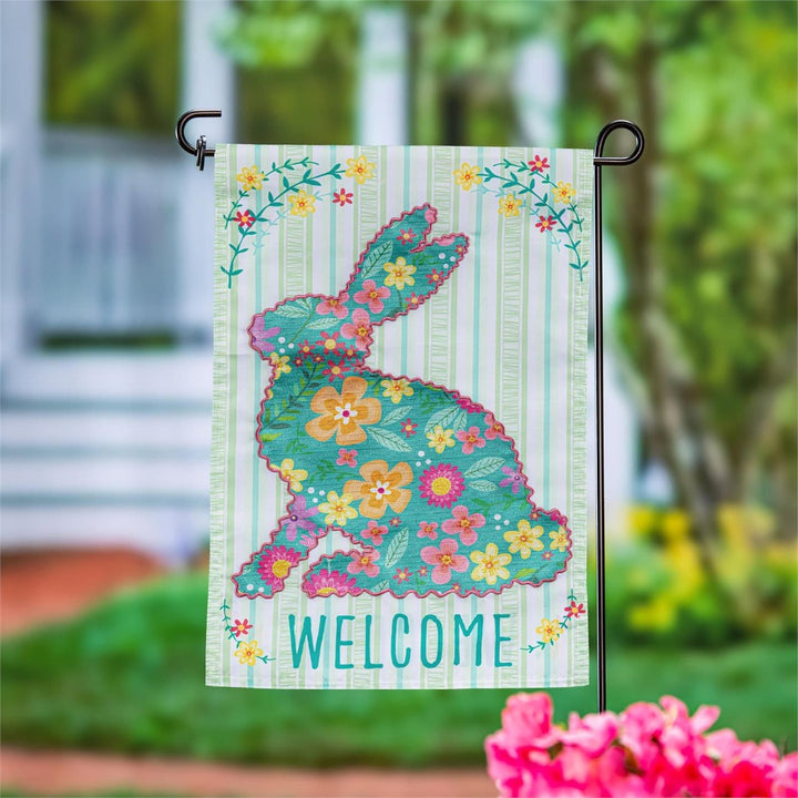 Floral Patterned Bunny 2 Sided Garden Flag heartlandflags
