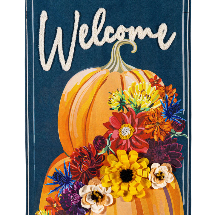 Floral Wrapped Pumpkin 2 Sided Long Garden Flag heartlandflags