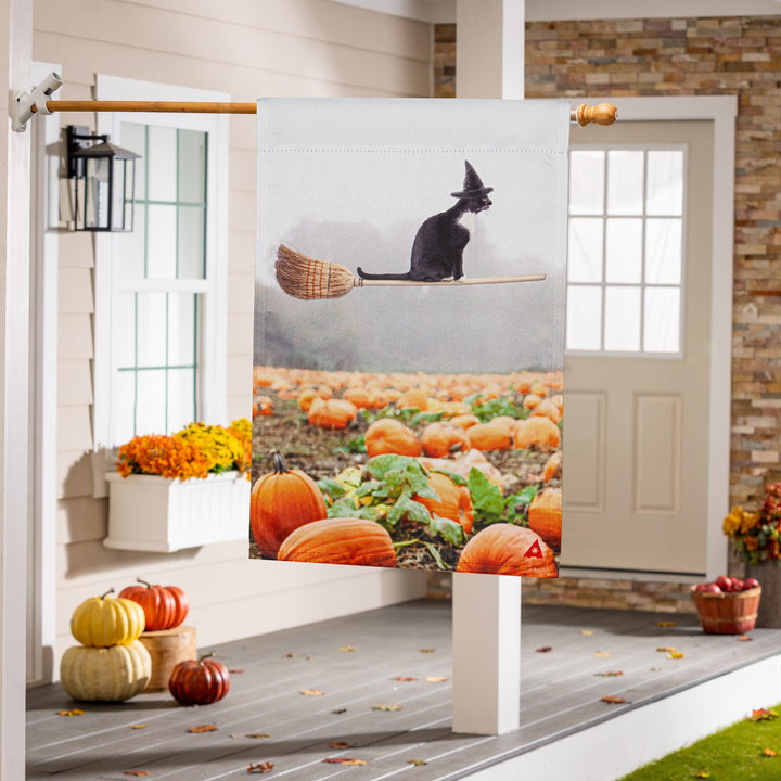 Flying Cat 2 Sided Halloween Banner heartlandflags