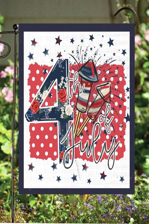 Fourth of July Rockets Patriotic Garden Flag 2 Sided heartlandflags