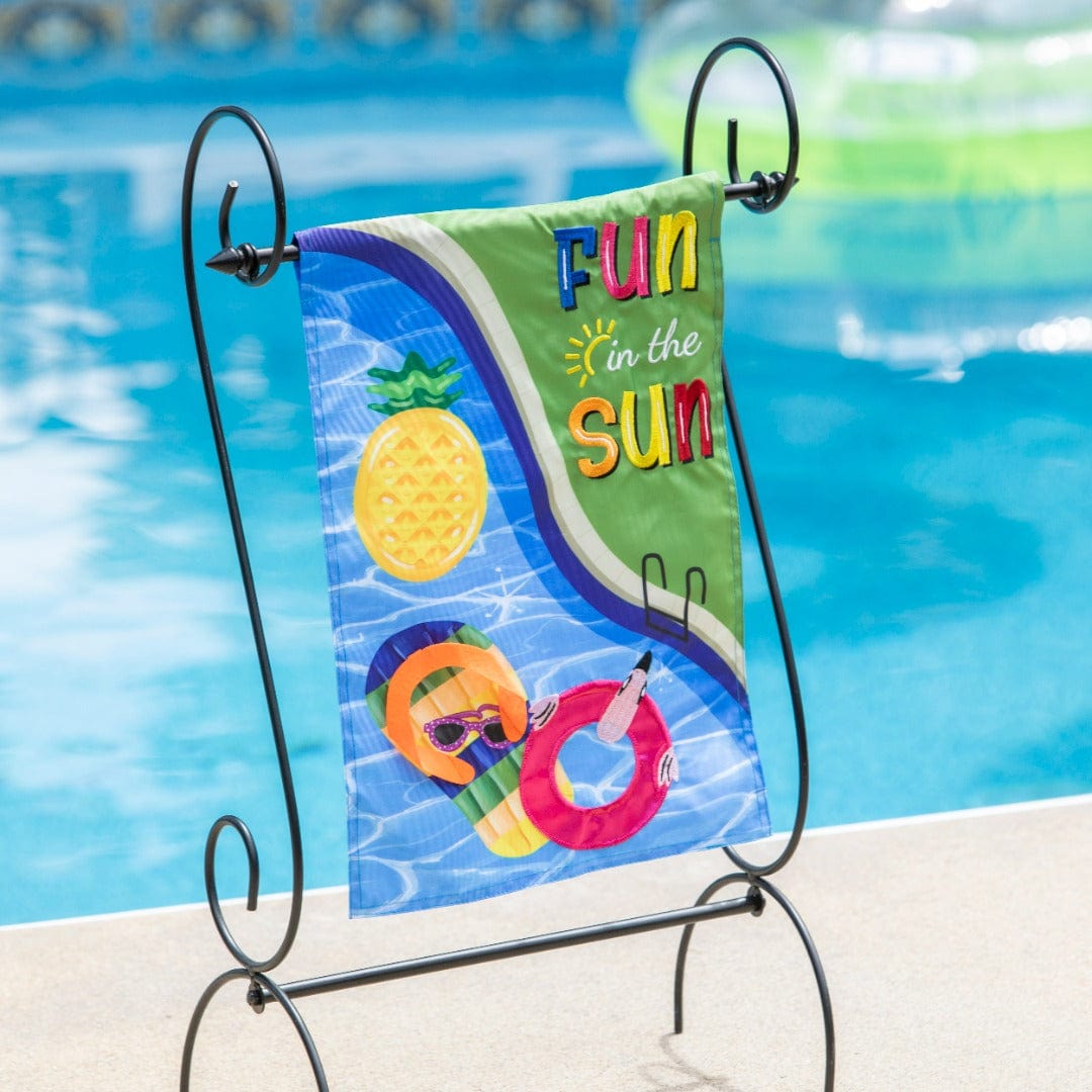 Fun In The Sun Pool Day Summer Garden Flag 2 Sided Applique heartlandflags