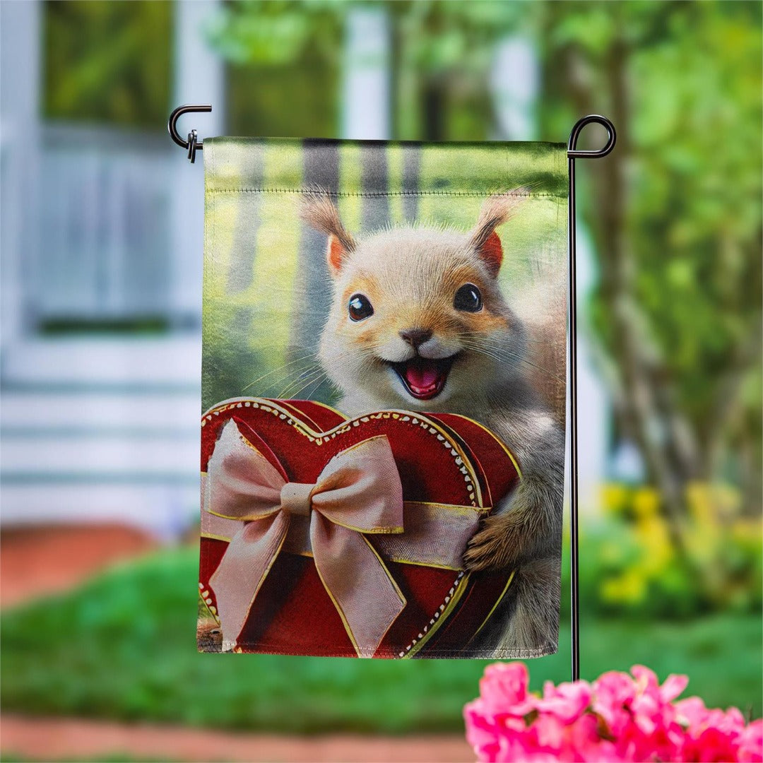 Gifting Squirrel 2 Sided Garden Flag heartlandflags