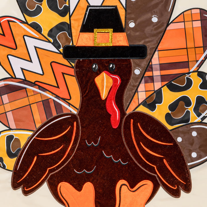 Give Thanks Patterned Turkey 2 Sided Banner heartlandflags