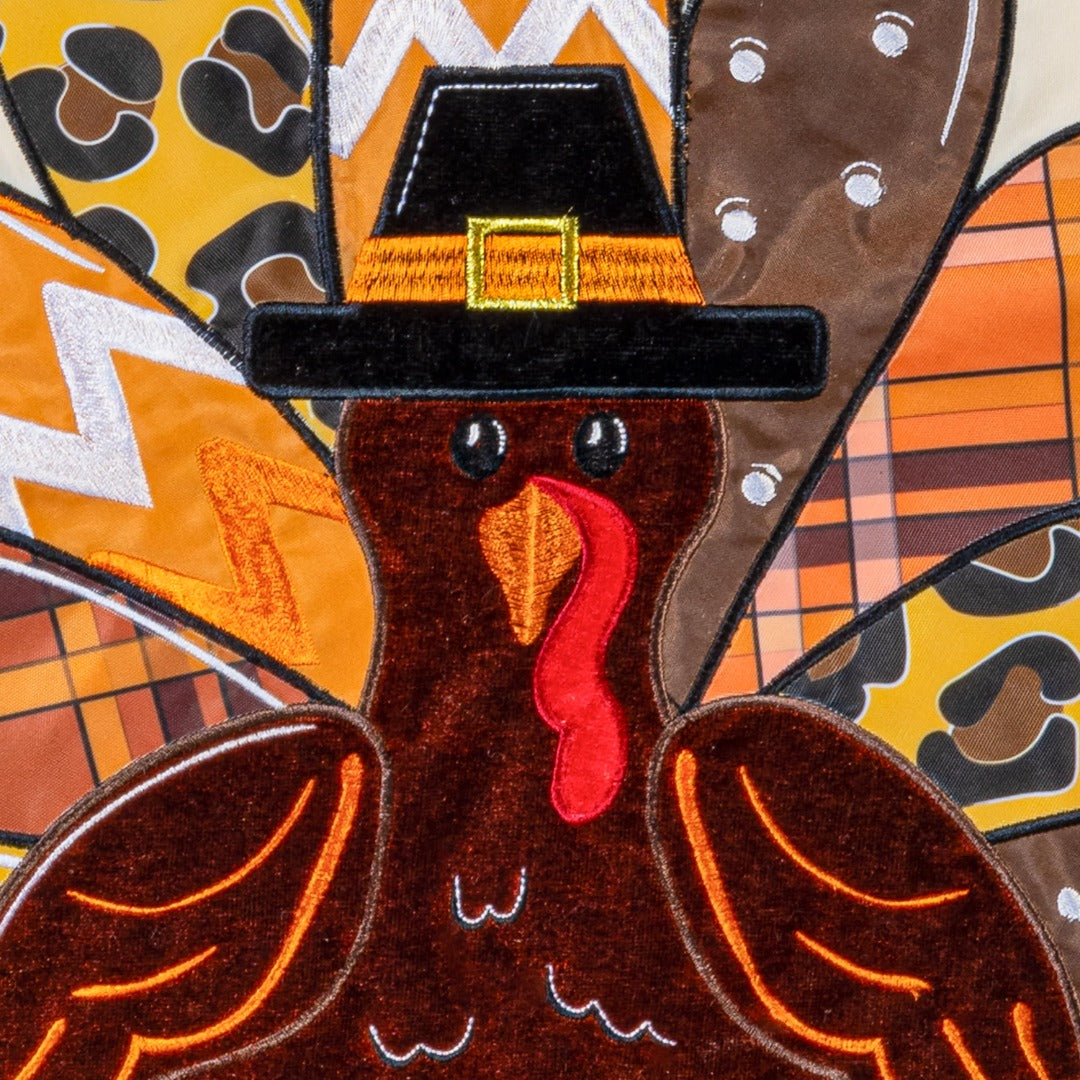 Give Thanks Patterned Turkey 2 Sided Garden Flag heartlandflags