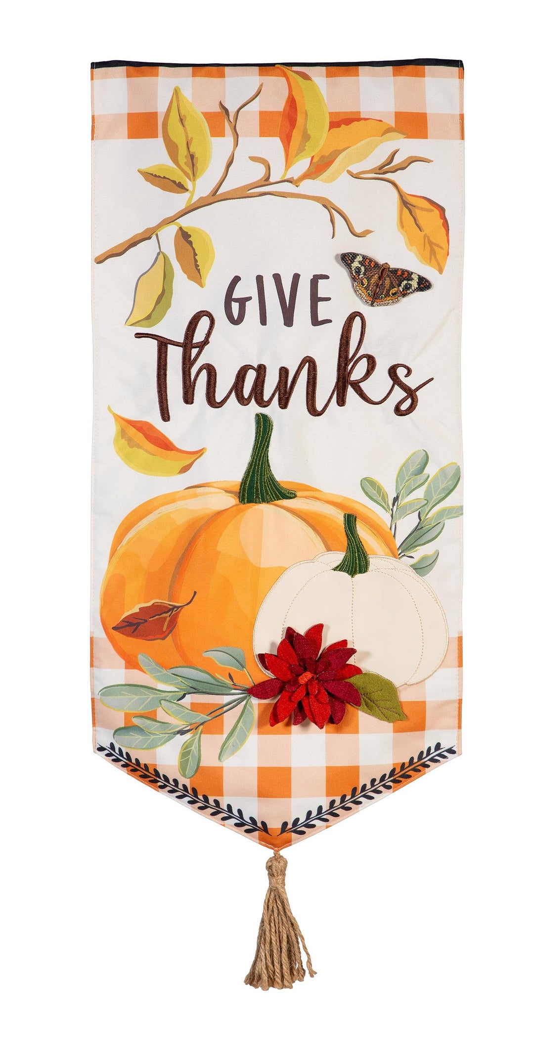 Give Thanks Pumpkins 2 Sided Long Garden Flag heartlandflags