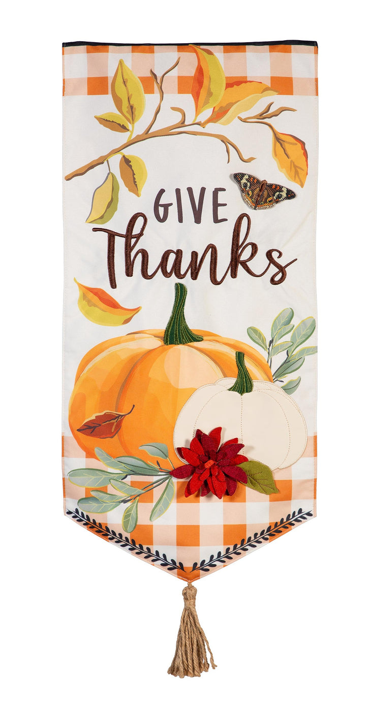 Give Thanks Pumpkins 2 Sided Long Garden Flag heartlandflags