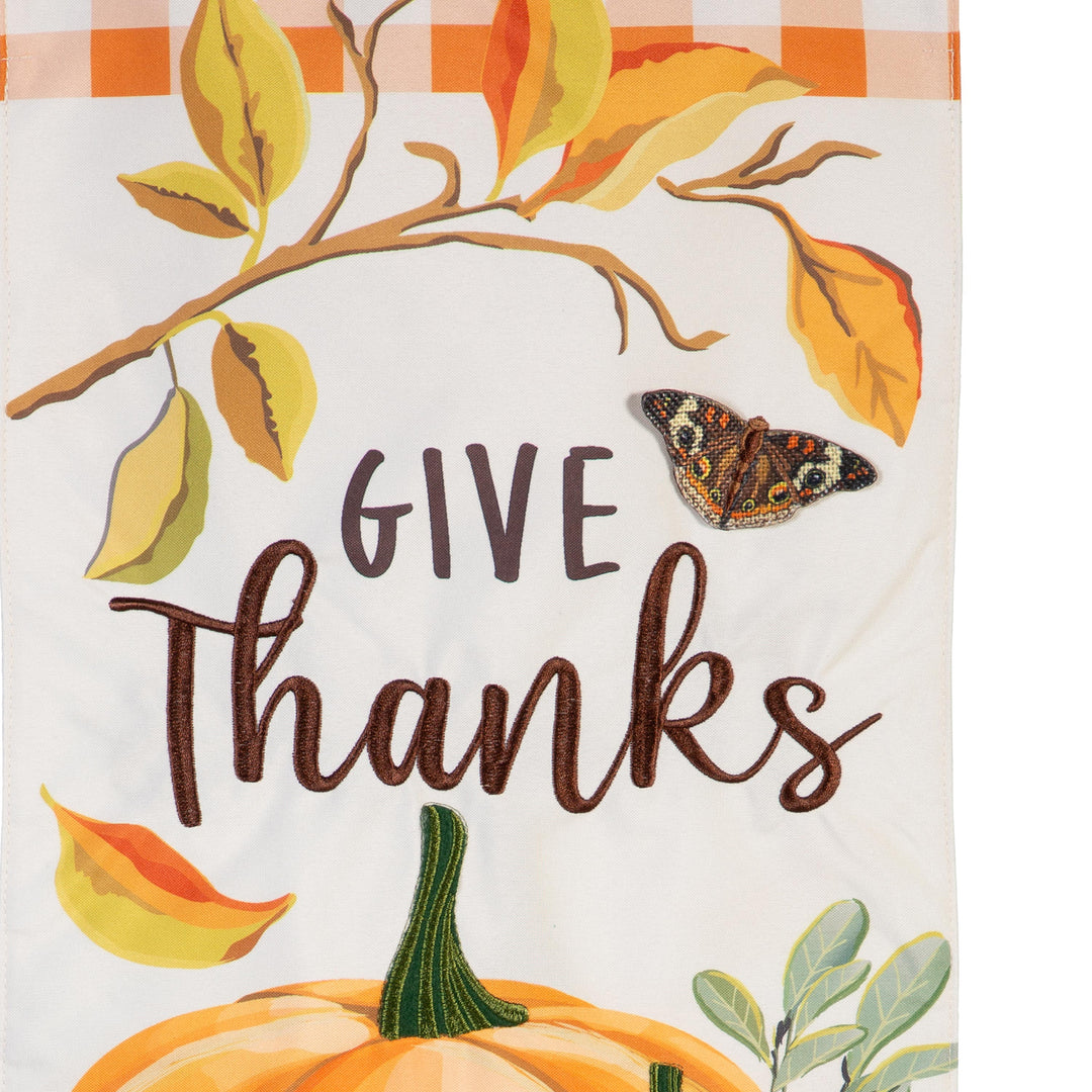 Give Thanks Pumpkins 2 Sided Long Garden Flag heartlandflags