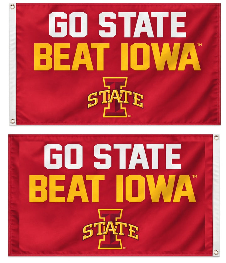 Go State Beat Iowa Flag 3x5 I State 2 Sided heartlandflags