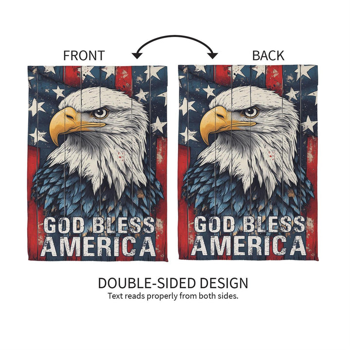 God Bless America Eagle Garden Flag double sided design front and back view