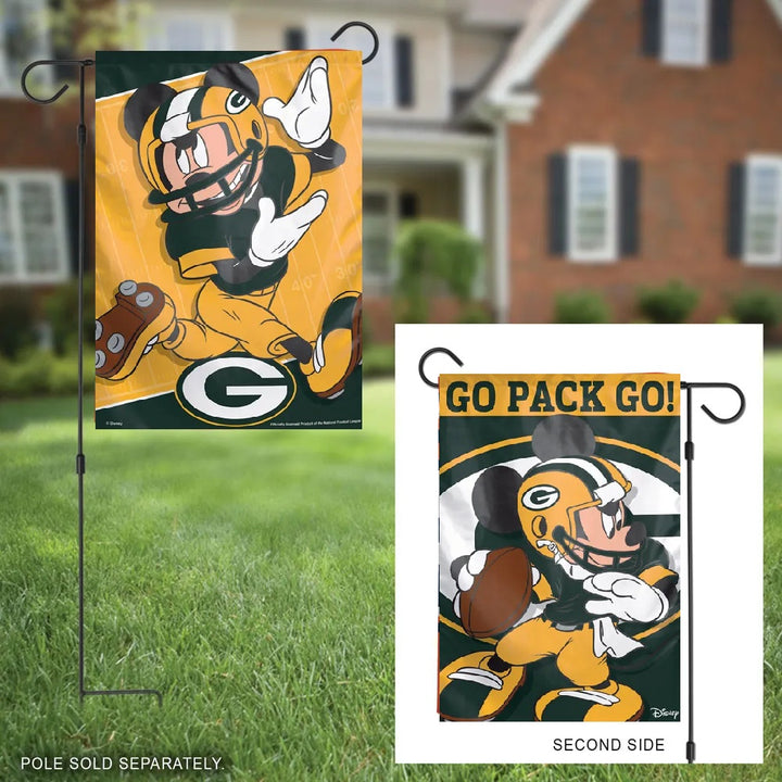 Green Bay Packers 2 Sided Mickey Mouse Garden Flag heartlandflags