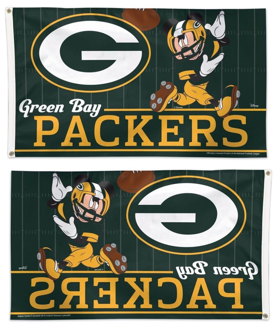 Green Bay Packers Flag 3x5 Mickey Mouse Disney heartlandflags