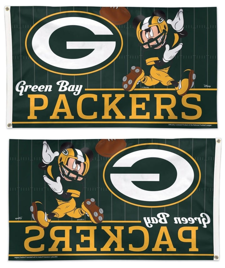 Green Bay Packers Flag 3x5 Mickey Mouse Disney heartlandflags