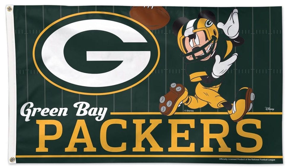 Green Bay Packers Flag 3x5 Mickey Mouse Disney heartlandflags