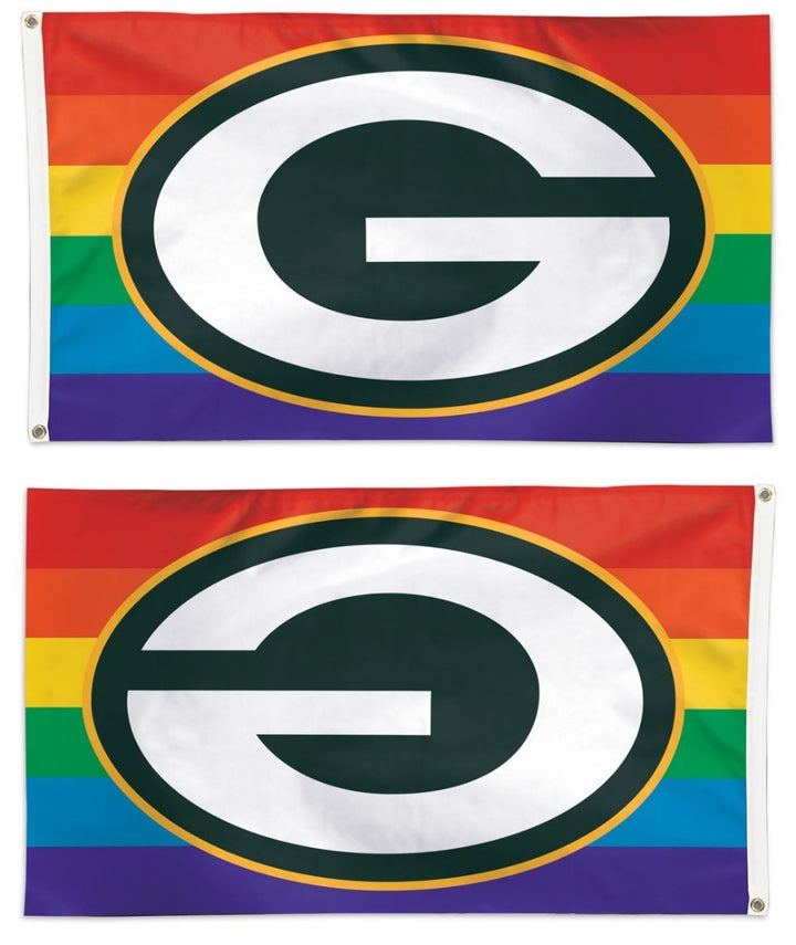 Green Bay Packers Flag 3x5 Pride Rainbow heartlandflags