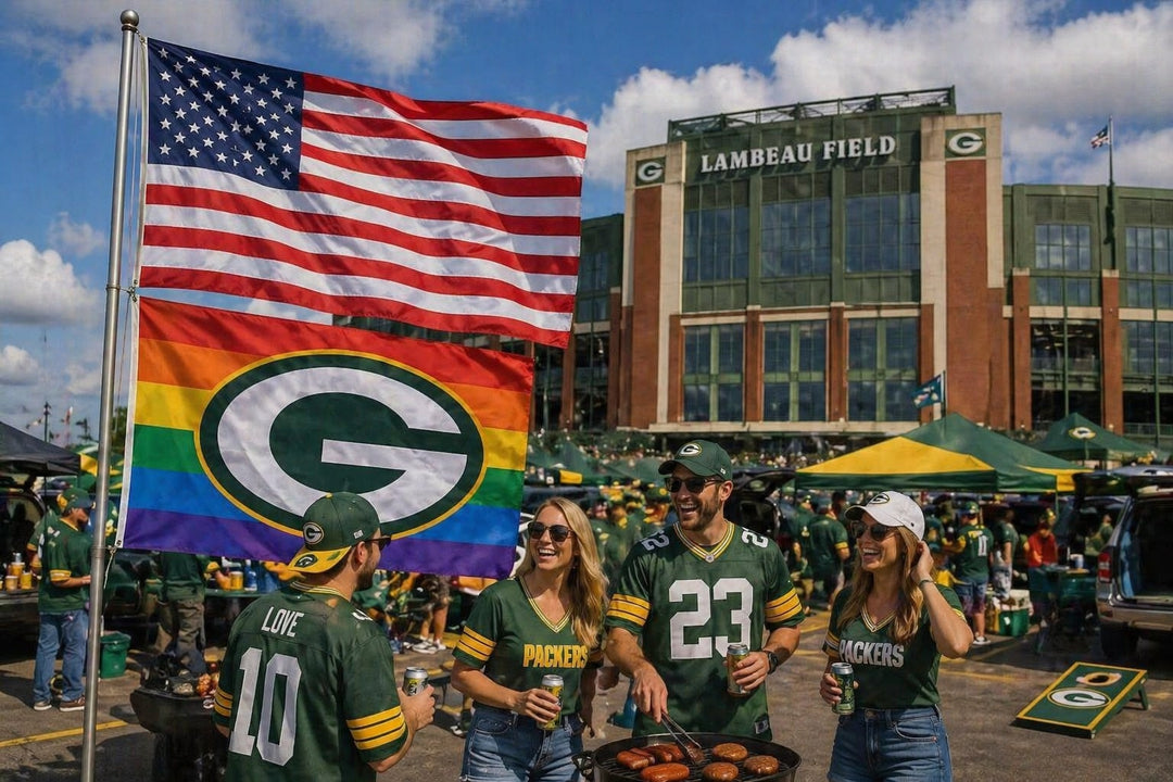 Green Bay Packers Flag 3x5 Pride Rainbow heartlandflags