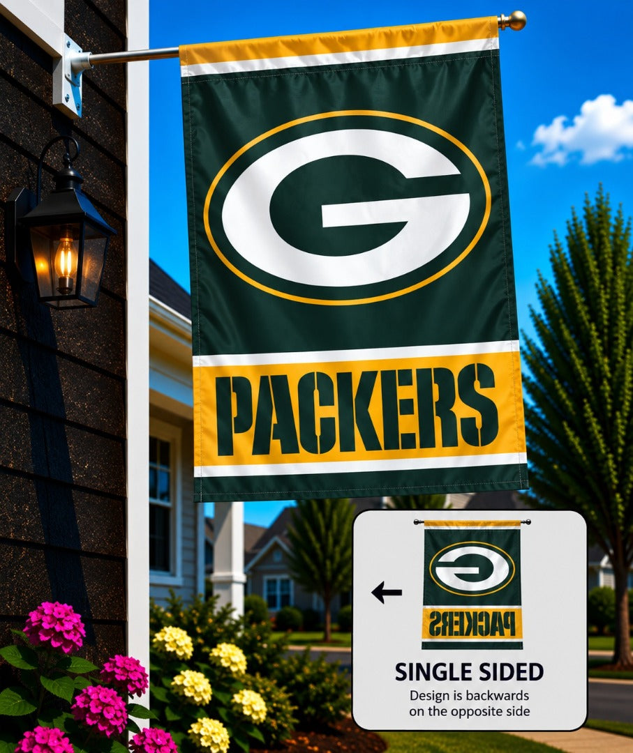 Green Bay Packers Flag Vertical Logo Banner heartlandflags