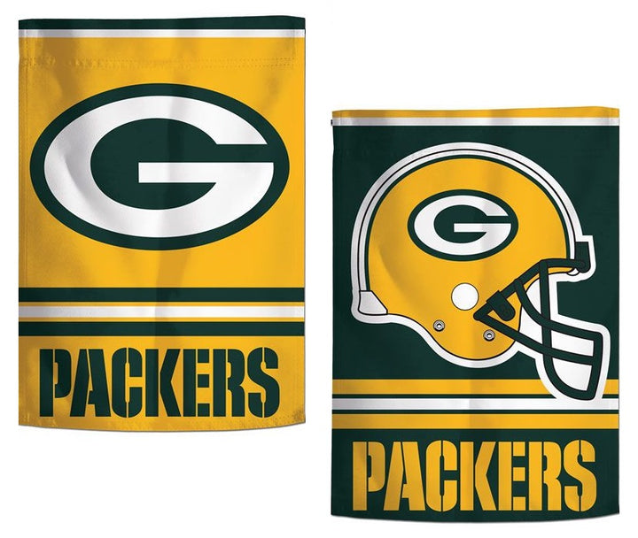 Green Bay Packers Garden Flag 2 Sided Double Logo Helmet heartlandflags