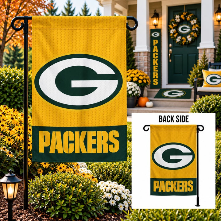 Green Bay Packers Garden Flag 2 Sided Embroidered heartlandflags