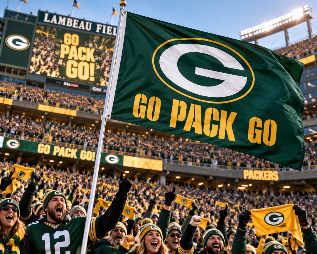Green Bay Packers Go Pack Go Green 3x5 Flag heartlandflags