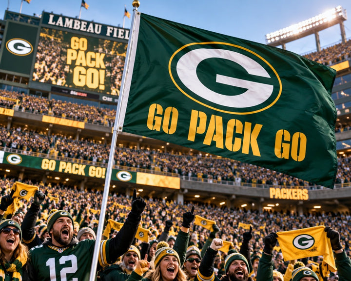 Green Bay Packers Go Pack Go Green 3x5 Flag heartlandflags