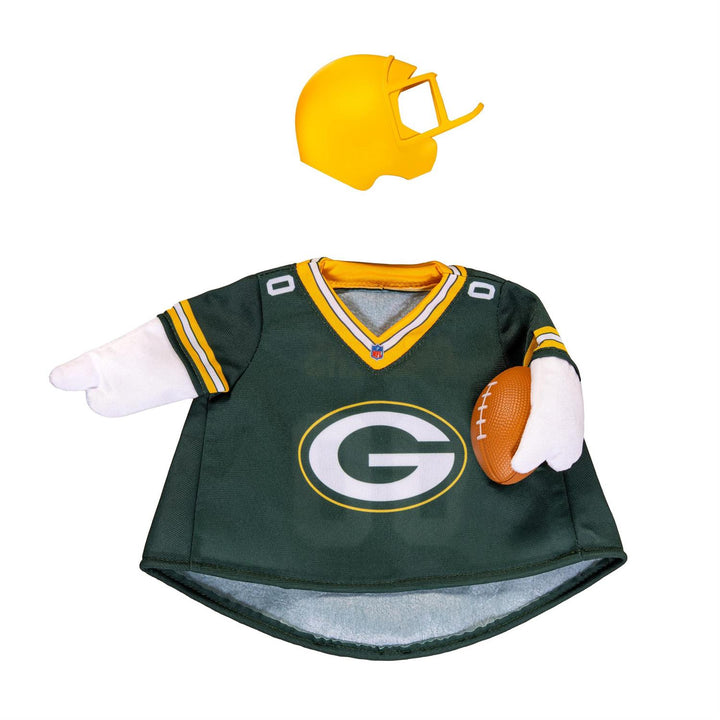 Green Bay Packers porch goose outfit displayed on a porch in football season