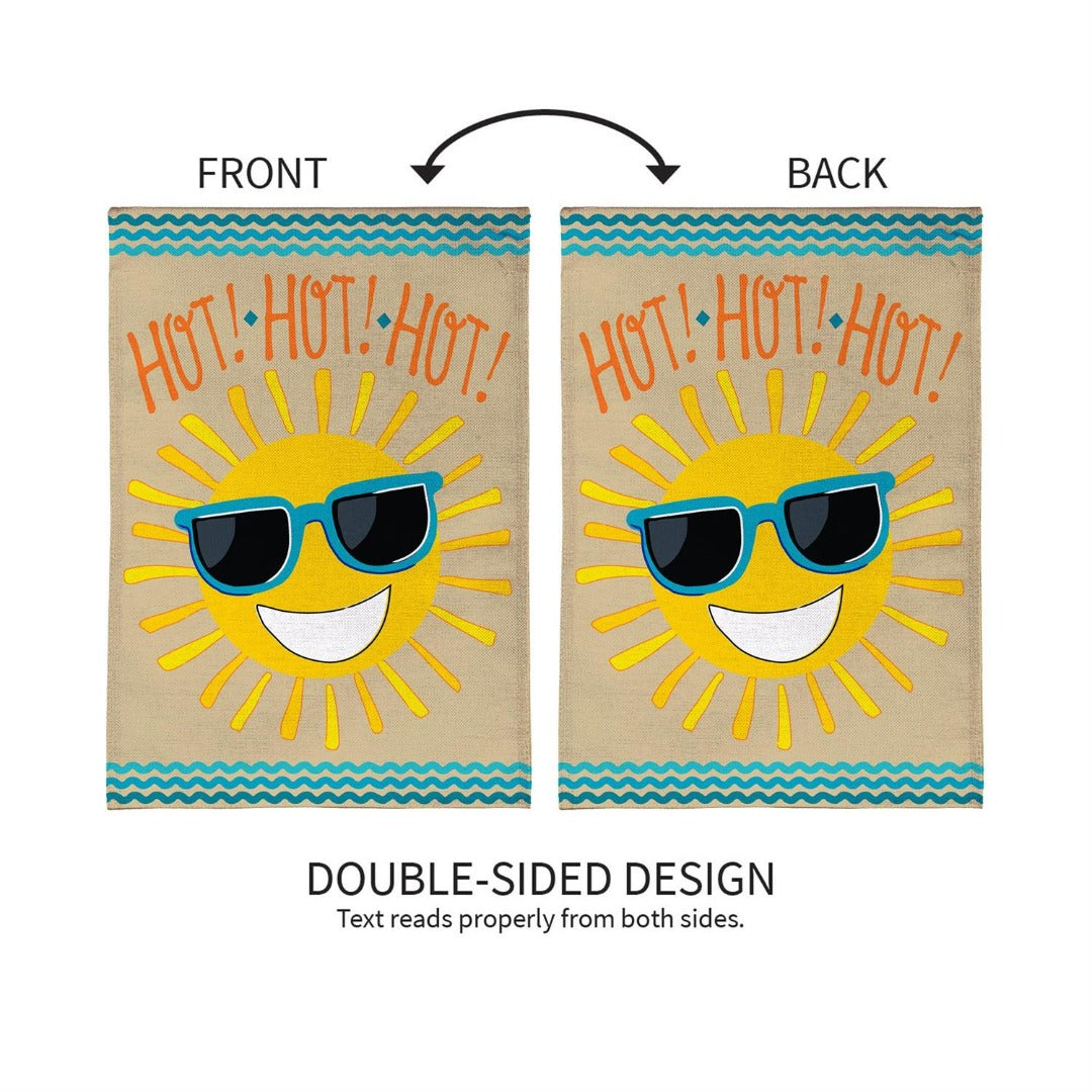 HOT HOT HOT Sunshine 2 Sided Garden Flag heartlandflags