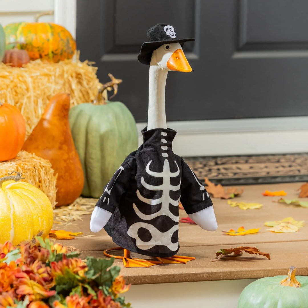 Halloween Glow-in-the-Dark Skeleton Porch Goose Outfit heartlandflags