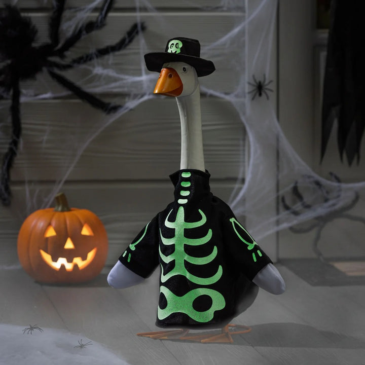 Halloween Glow-in-the-Dark Skeleton Porch Goose Outfit heartlandflags