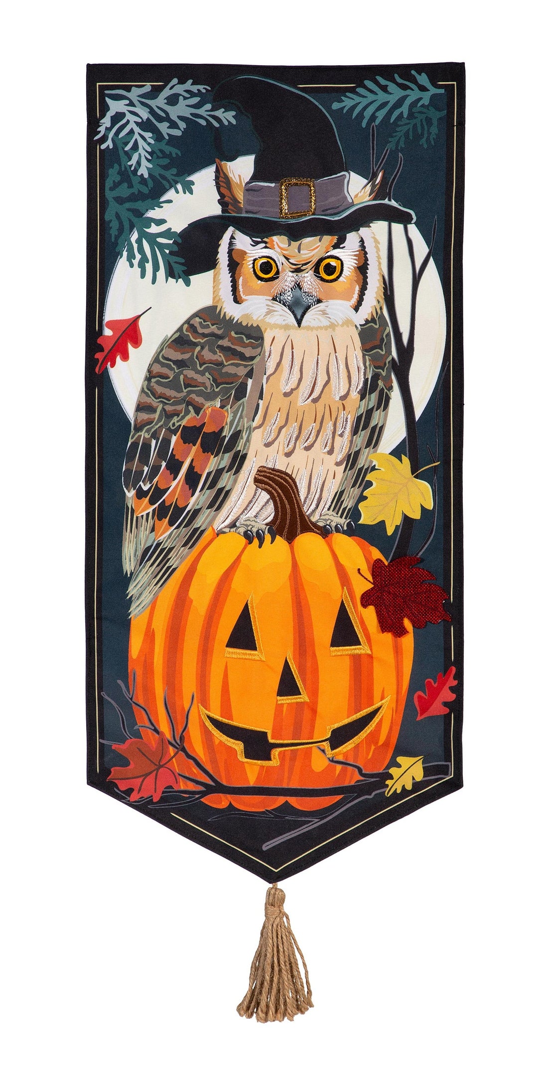 Halloween Night Owl 2 Sided Long Garden Flag heartlandflags