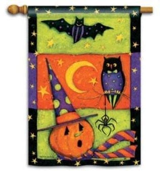 Halloween Night Owl Flag 2 Sided Decorative Banner heartlandflags