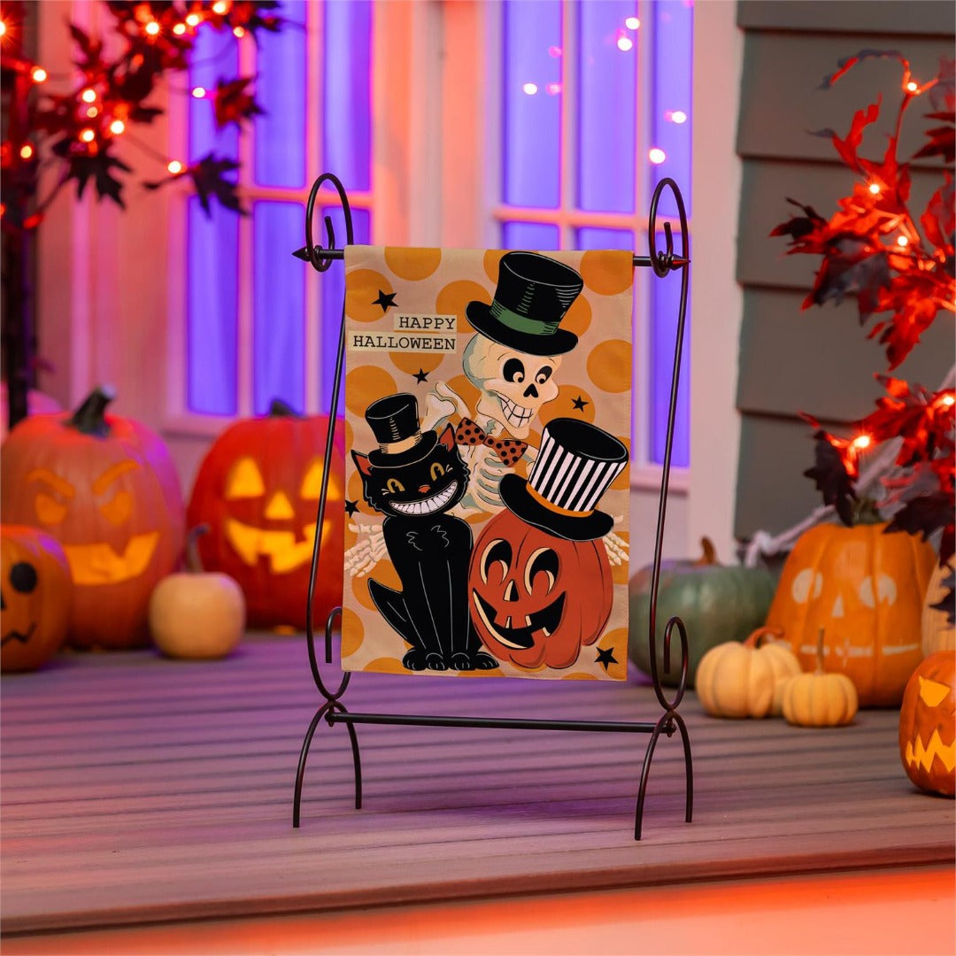 Halloween Trio 2-Sided Burlap Garden Flag heartlandflags