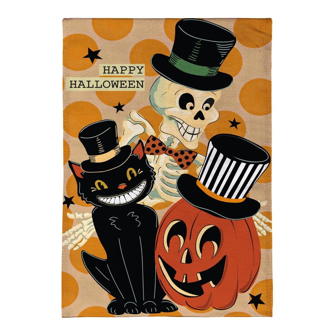Halloween Trio 2-Sided Burlap Garden Flag heartlandflags