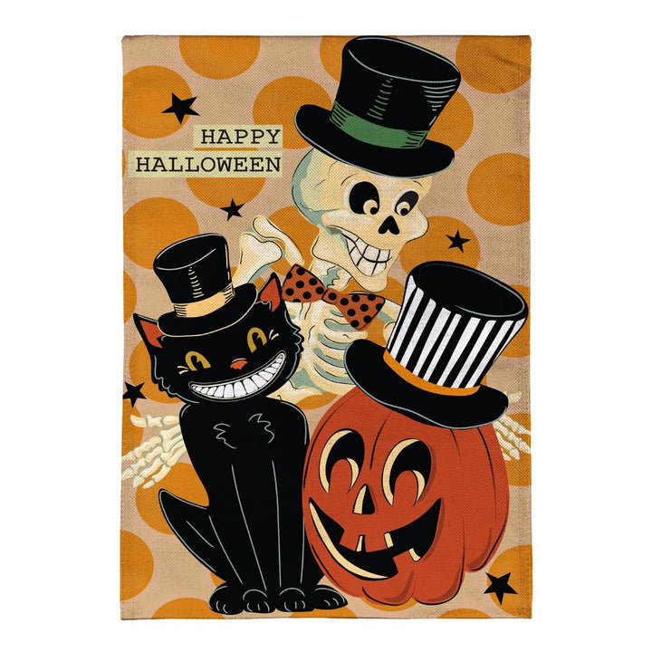 Halloween Trio 2-Sided Burlap Garden Flag heartlandflags