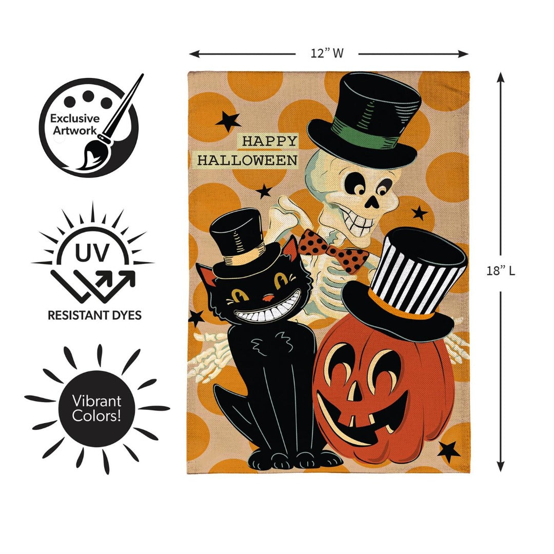 Halloween Trio 2-Sided Burlap Garden Flag heartlandflags