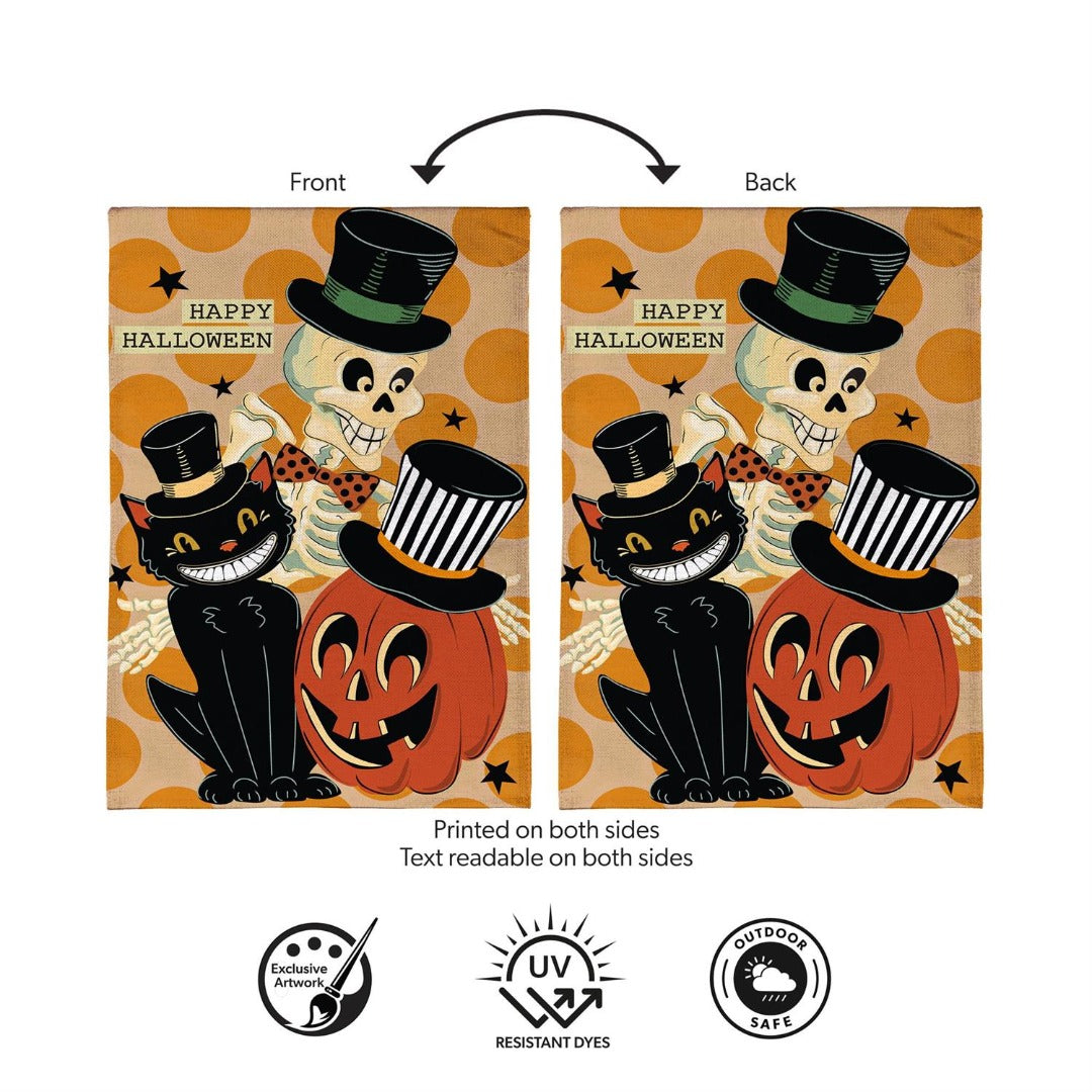 Halloween Trio 2-Sided Burlap Garden Flag heartlandflags