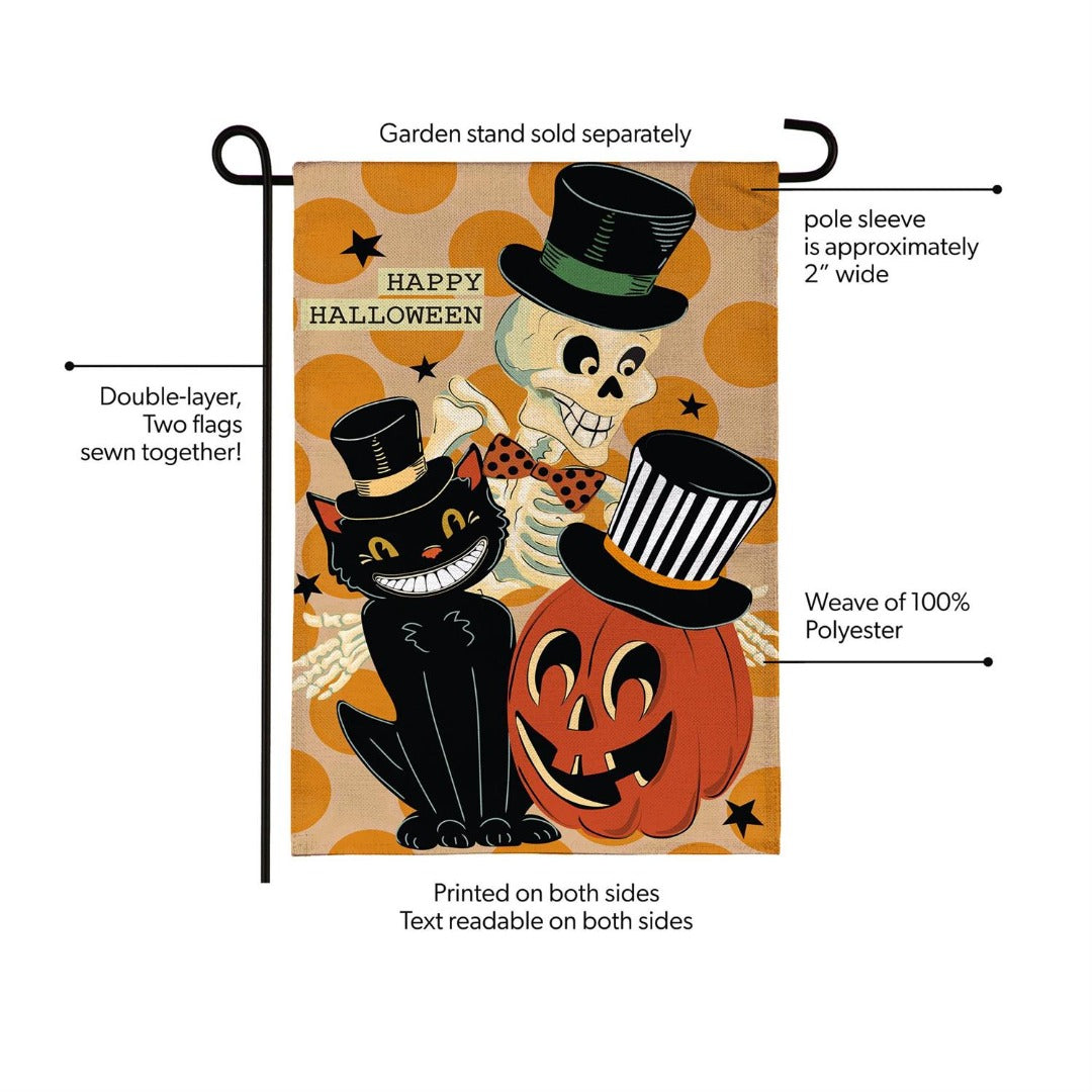 Halloween Trio 2-Sided Burlap Garden Flag heartlandflags