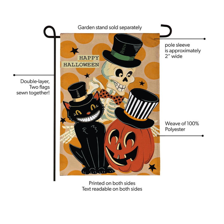 Halloween Trio 2-Sided Burlap Garden Flag heartlandflags
