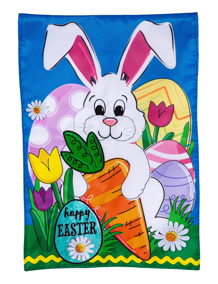 Happy Easter Bunny and Carrot Garden Flag 2 Sided heartlandflags