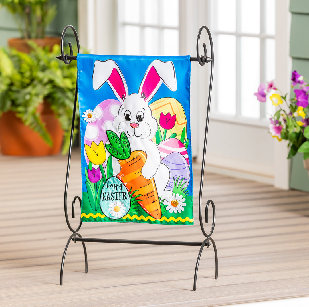 Happy Easter Bunny and Carrot Garden Flag 2 Sided heartlandflags