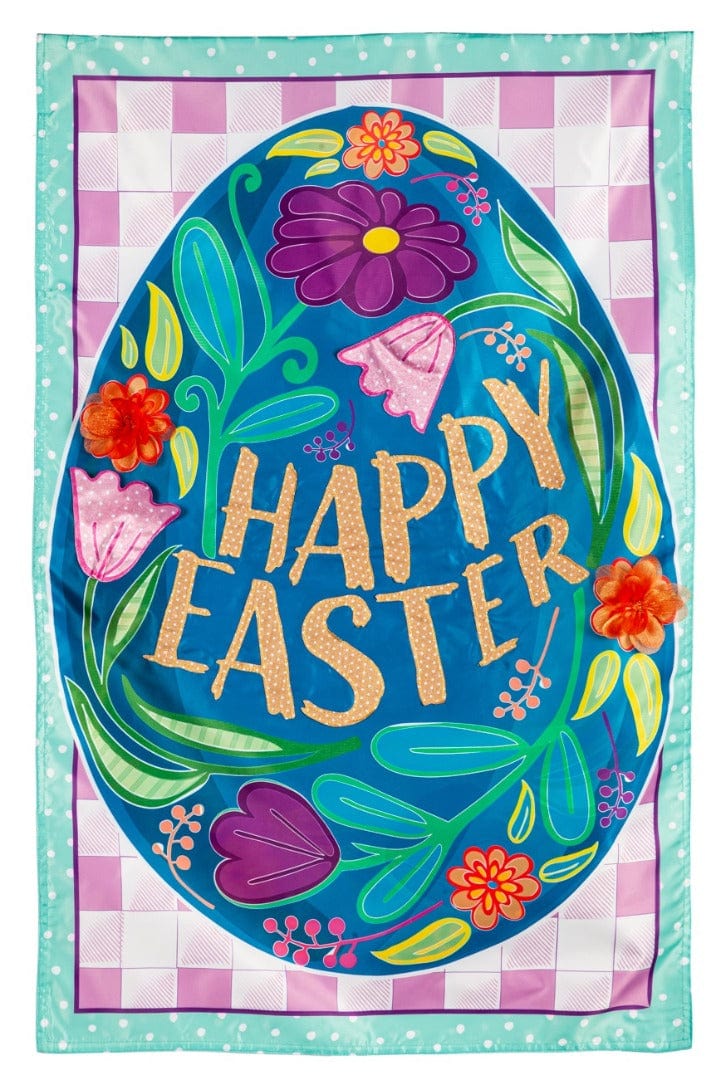 Happy Easter Egg Garden Flag 2 Sided Applique heartlandflags