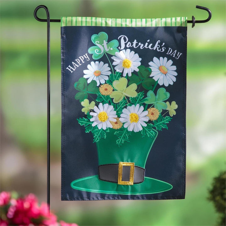 Happy St. Patrick's Day Floral Hat 2 Sided Garden Flag heartlandflags