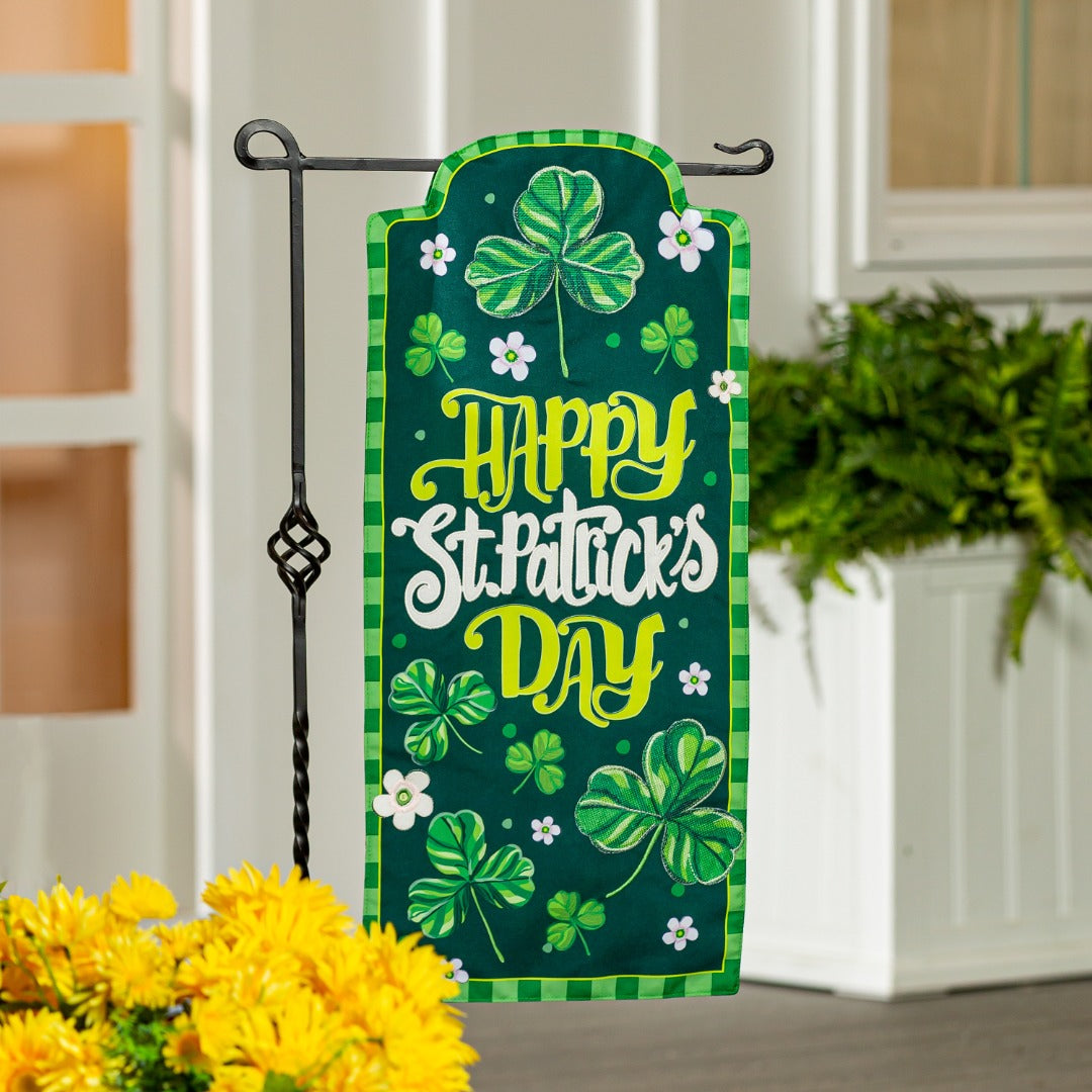 Happy St Patrick's Day Shamrocks Long Garden Flag 2 Sided heartlandflags