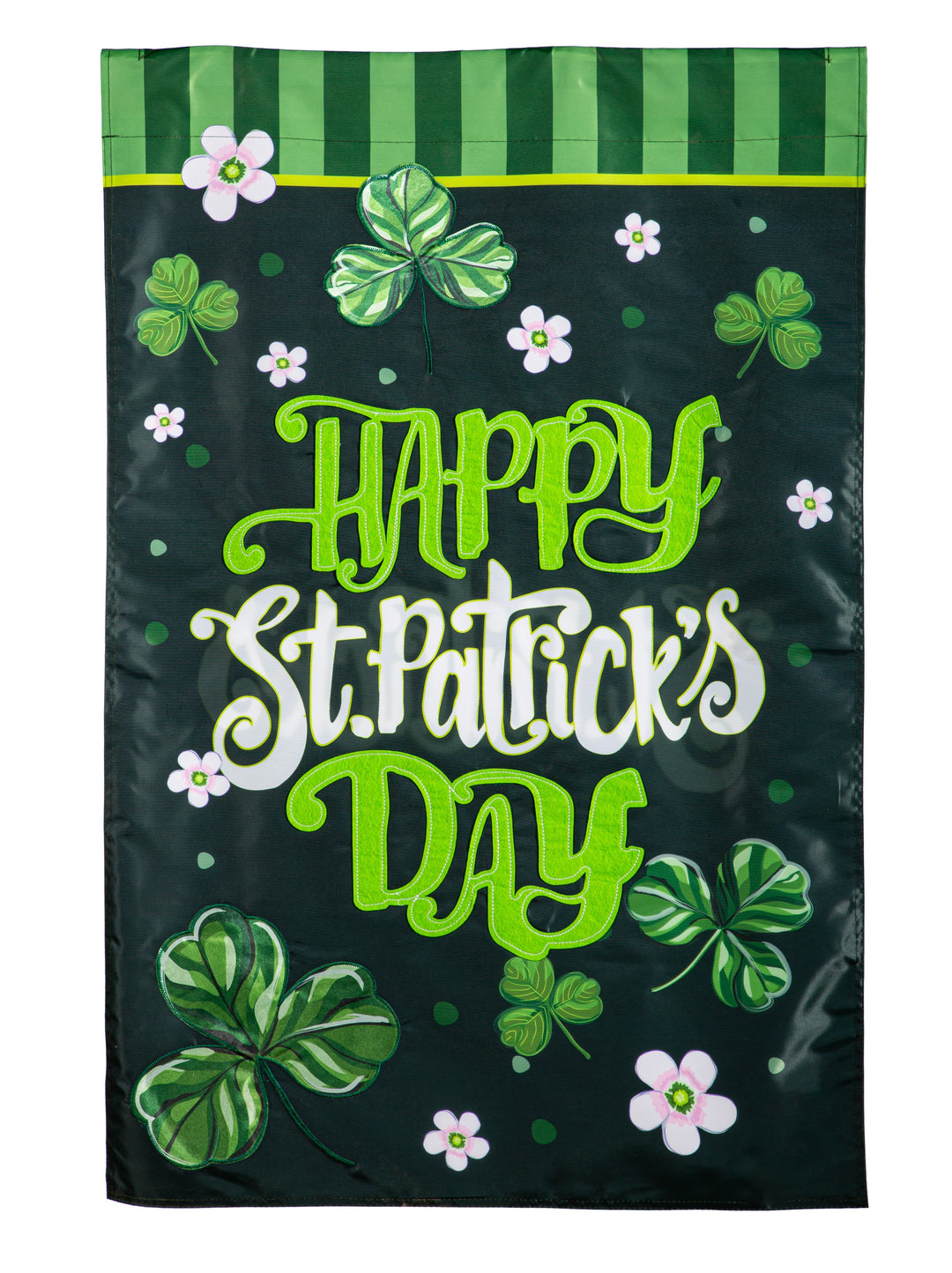 Happy St. Patricks Day Shamrocks Banner 2 Sided heartlandflags