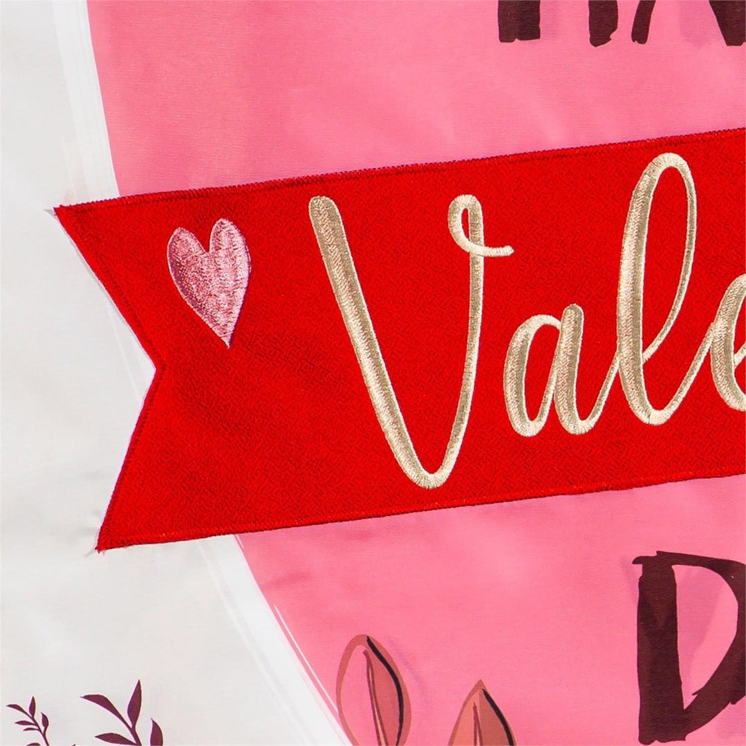 Happy Valentine's Day Heart and Floral 2 Sided Garden Flag heartlandflags