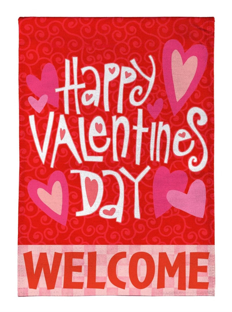 Happy Valentine's Day Welcome 2 Sided Garden Flag heartlandflags