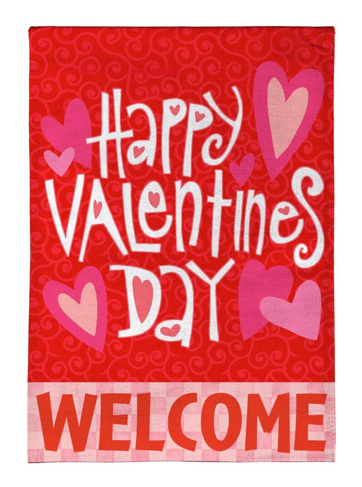 Happy Valentine's Day Welcome 2 Sided Garden Flag heartlandflags